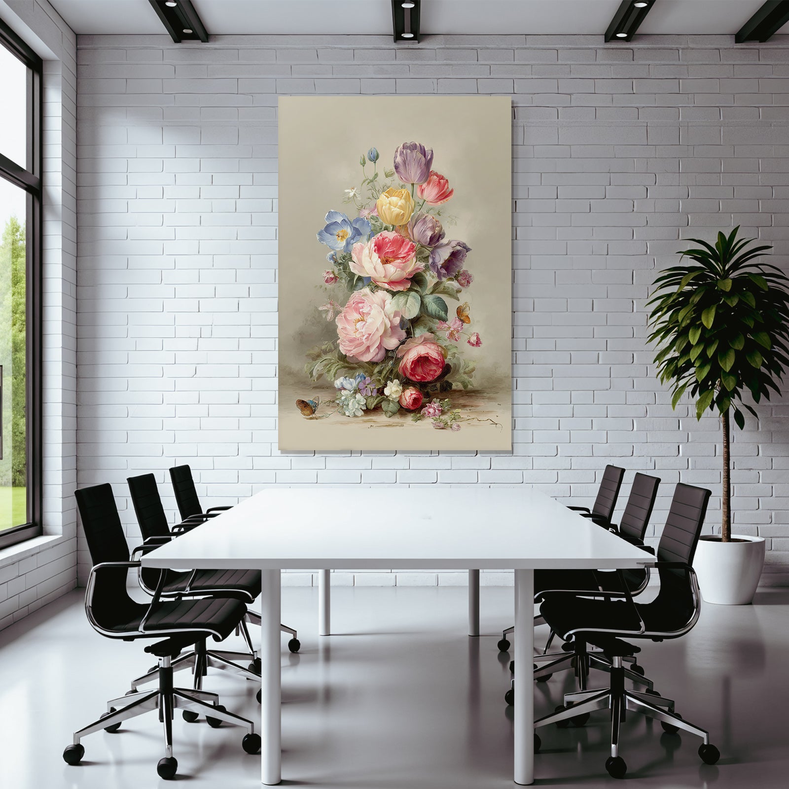 Kunstvoller Bunter Strauss Mit Schmetterlingen Saftigen Grünen Blättern Und Blüten