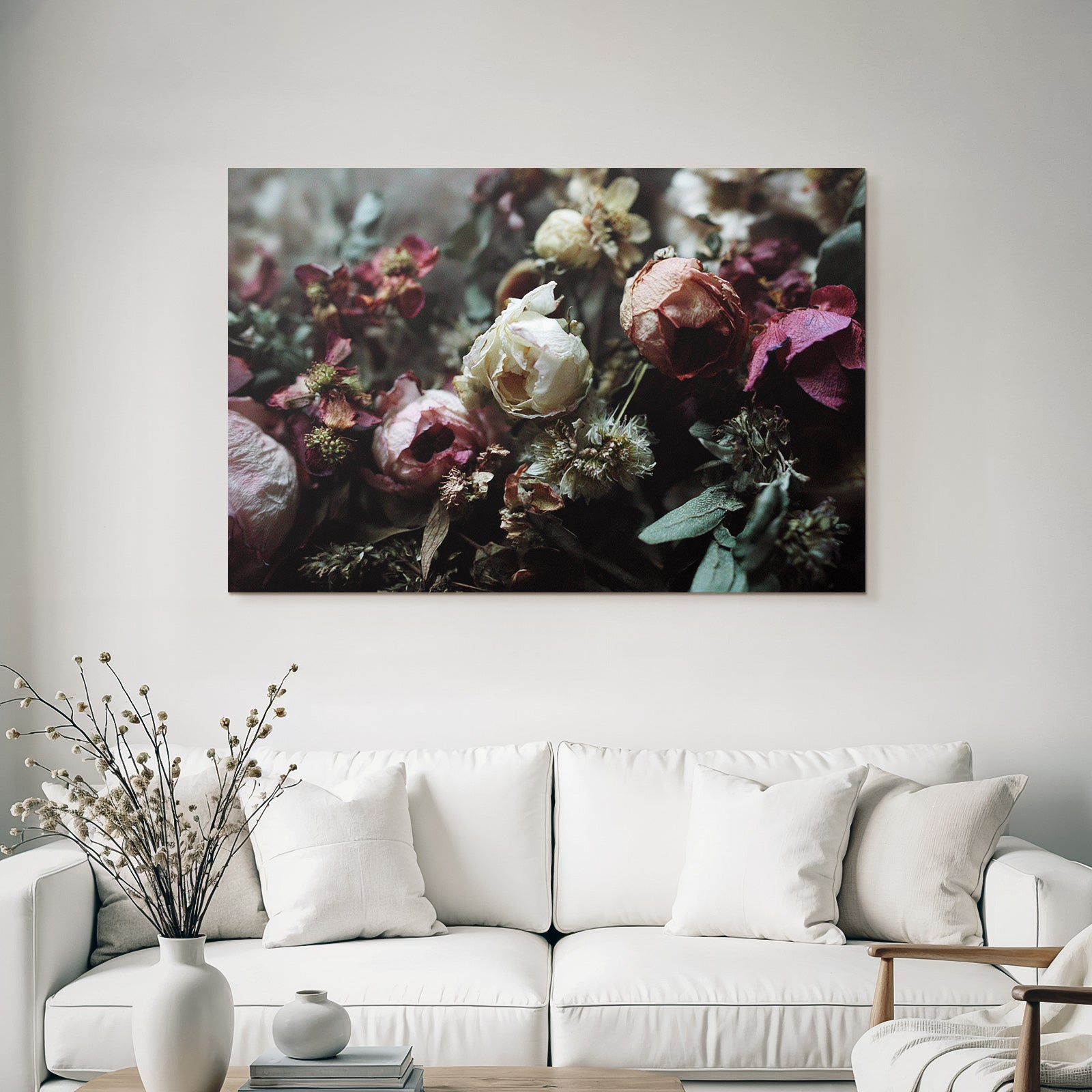 Trocken Retro Flowers Getrocknete Arrangement Mit Sämigen Farben